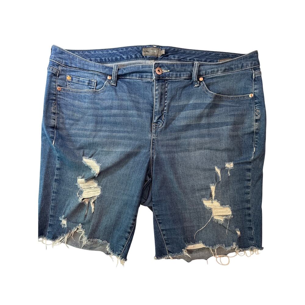 Torrid Distressed Denim Boyfriend Shorts Size 22 Plus Blue Jean Rip Destroyed
